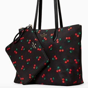 #bagsavenue fast ship new mel packable nylon tote cherry black multi Kate Spade